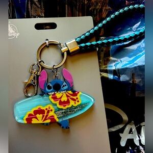 Bag Charm Keychain /Disney Parks - Tropical Stitch Surfin' Wrislet Keychain NEW